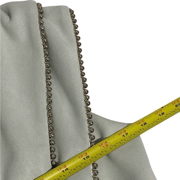 Elliatt Mint Green V Neck Beaded Detail Zip Back Scallop Front Pocket Dress SZ L - Picture 8 of 11